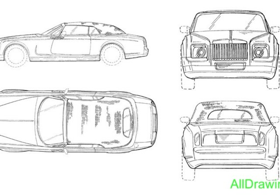 Rolls-Royce Phantom Drophead Coupe (2009) (Rolls-Royce Phantom Drophead Coupe (2009)) - drawings (drawings) of a car